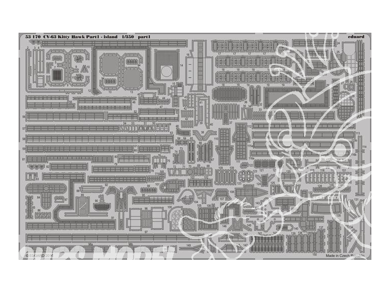 Eduard photodecoupe bateau 53170 CV-63 Kitty Hawk Partie 1 - Island Trumpeter 1/350