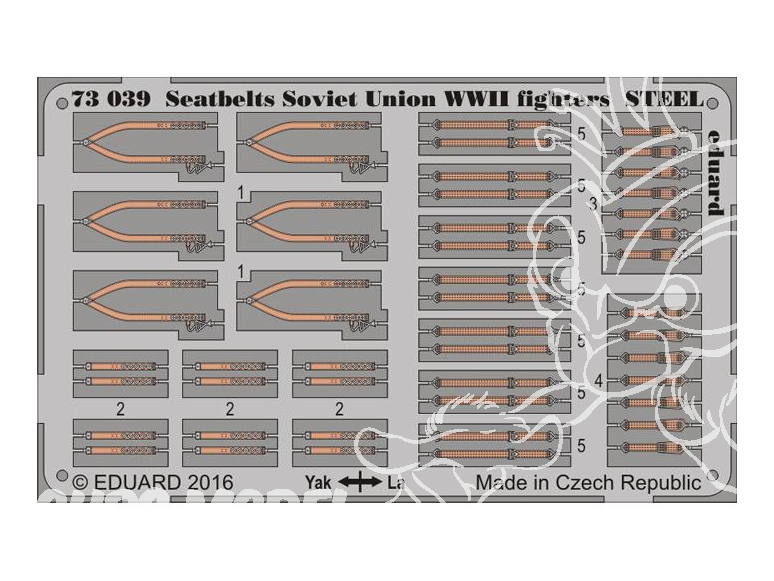 Eduard photodecoupe avion 73039 Harnais metal Chasseurs de l'Union Sovietique WWII 1/72