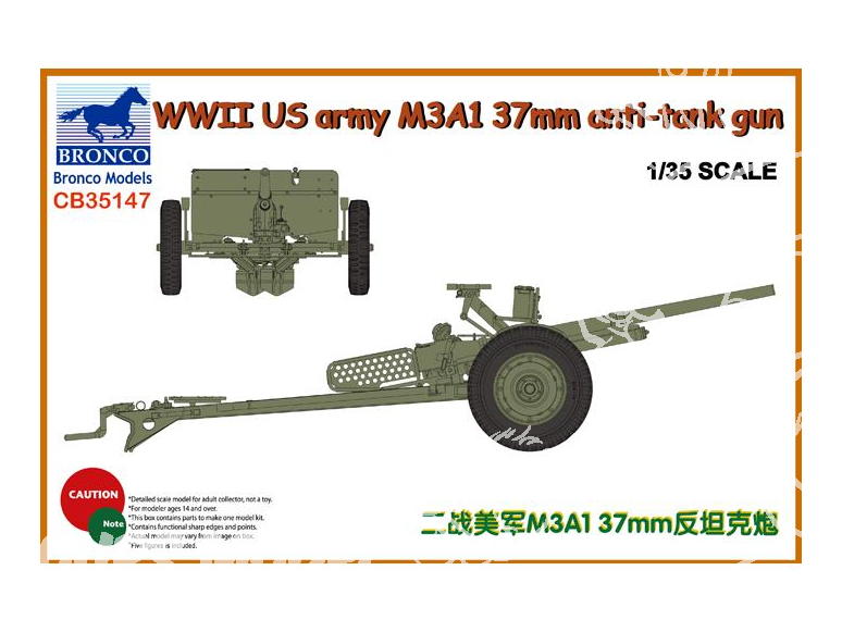 Bronco maquette militaire CB 35147 Canon Anti char M3A1 37mm US WWII 1/35