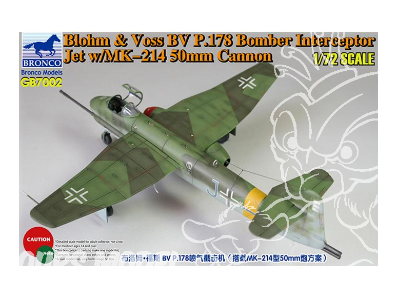 Bronco maquette avion GB 7002 Blohm & Voss BV P178 avec Canon MK-214 50mm 1/72