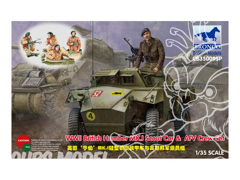 Bronco maquette militaire CB 35009SP Humber Mk.I Scout Car Britannique WWII avec Equipage 1/35