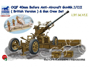 Bronco maquette militaire CB 35111SP Canon Anti-Aérien Bofors 40mm OQF Mk.I/III Britannique avec Equipage 1/35