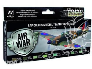 Vallejo Set Model Air 71144 Couleurs RAF (Royal Air Force) speciale Bataille d'Angleterre 8 x 17ml