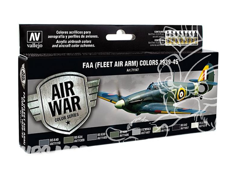 Vallejo Set Model Air 71147 Couleurs FAA (Fleet Air Arm) 1939-45 8 x 17ml