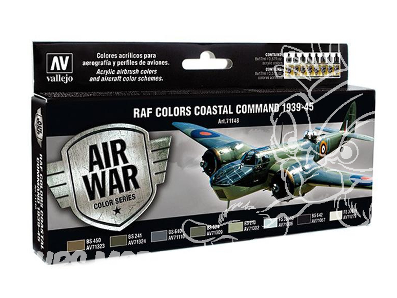 Vallejo Set Model Air 71148 RAF Coastal Command 1939-45 8 x 17ml