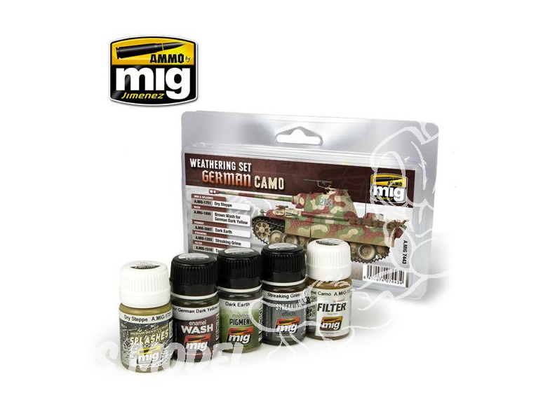 MIG peinture 7443 Set de Weathering pour Camouflage Allemand