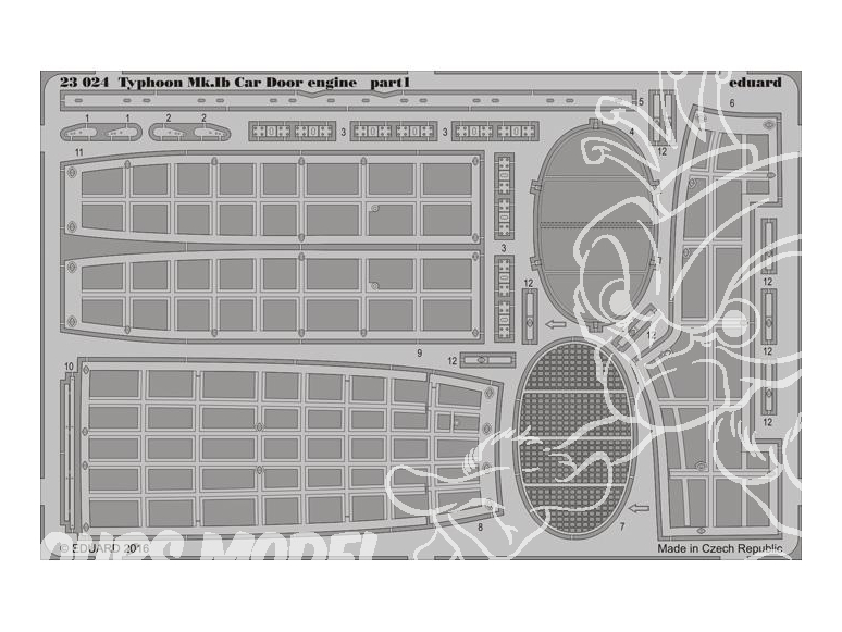Eduard photodecoupe avion 23024 Moteur Typhoon Mk.Ib Car Door Airfix 1/24