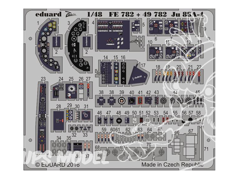 EDUARD photodecoupe avion 49782 Interieur Junkers Ju 88A-4 Icm 1/48