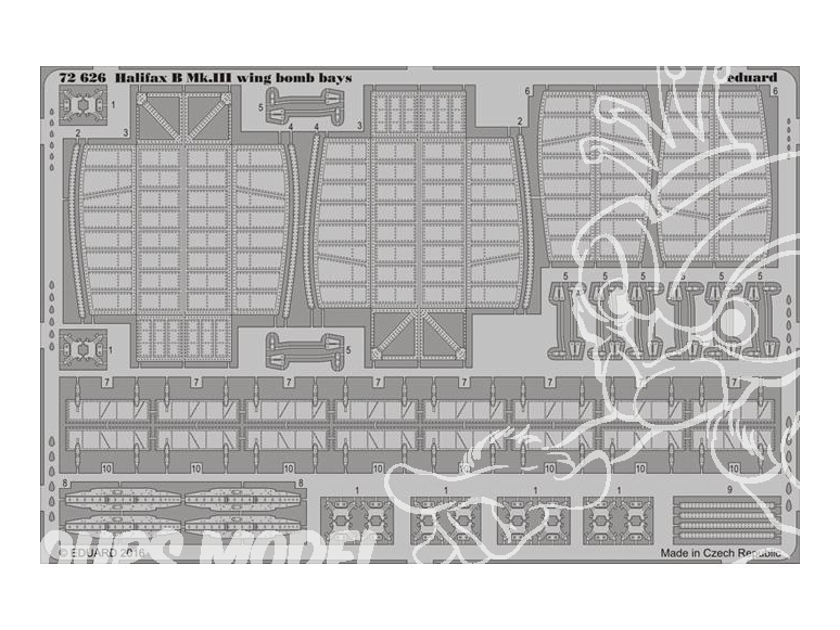 Eduard photodecoupe avion 72626 Halifax B Mk.III Wing Bomb Bays Revell 1/72