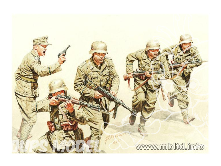 Master Box maquette figurines 3593 INFANTERIE DEUTSCHES AFRIKA KORPS A L’ASSAUT 1942 1/35