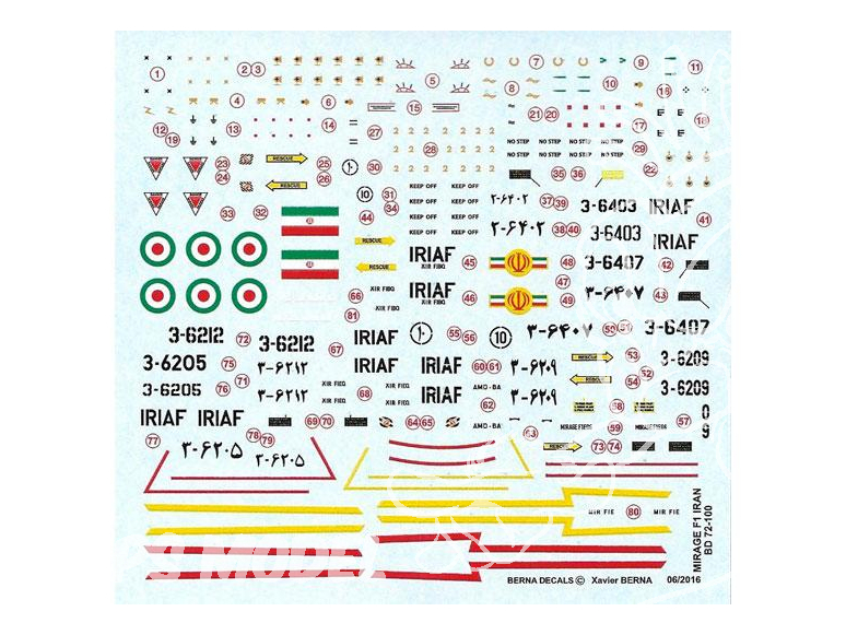 DECALQUES BERNA DECALS BD72-100 Dassault Mirage F1 Iran Air Force 1/72