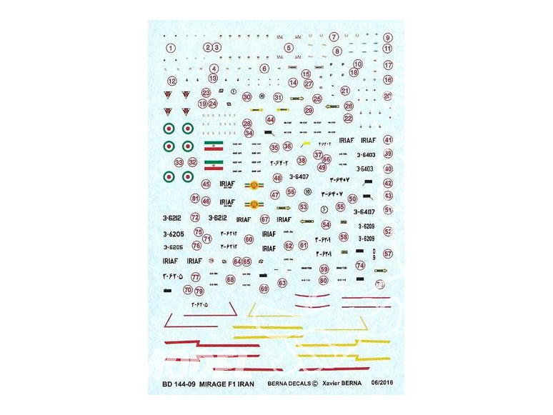 DECALQUES BERNA DECALS BD144-09 Dassault Mirage F1 Iran Air Force 1/144