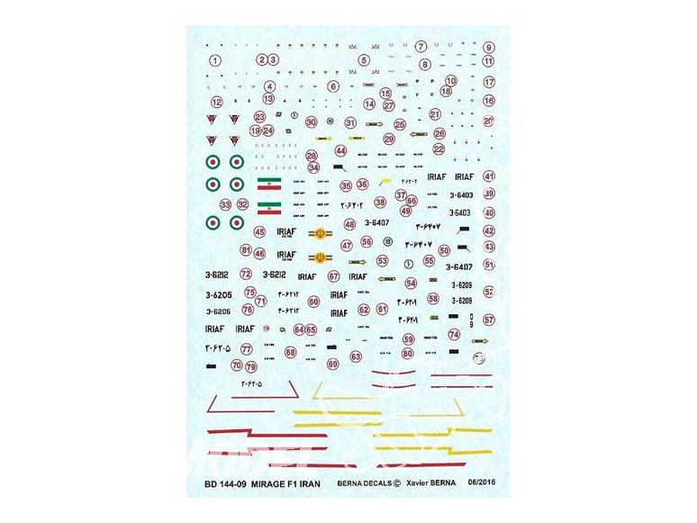 DECALQUES BERNA DECALS BD144-09 Dassault Mirage F1 Iran Air Force 1/144