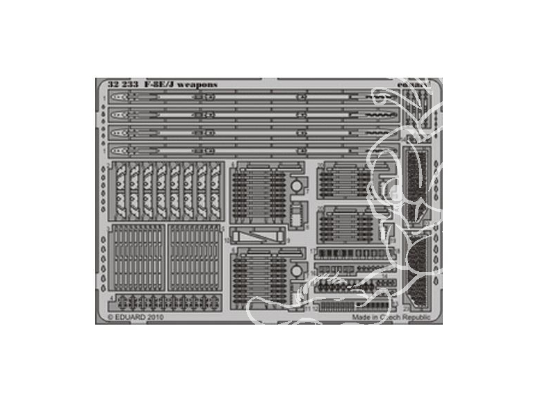Eduard photodecoupe 32233 F-8E/J WEAPON Trumpeter 1/32