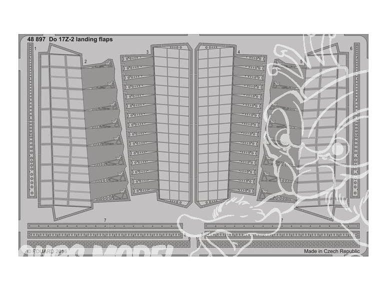 EDUARD photodecoupe avion 48897 Volets d'atterrissage Dornier Do 17Z-2 Icm 1/48