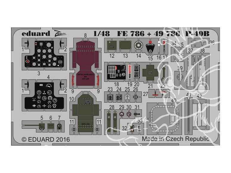 EDUARD photodecoupe avion 49786 P-40B Airfix 1/48
