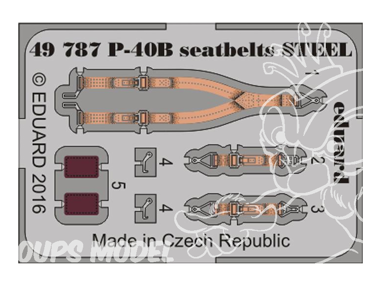 EDUARD photodecoupe avion 49787 Harnais métal P-40B Airfix 1/48