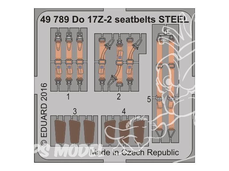 EDUARD photodecoupe avion 49789 Harnais métal Dornier Do 17Z-2 Icm 1/48