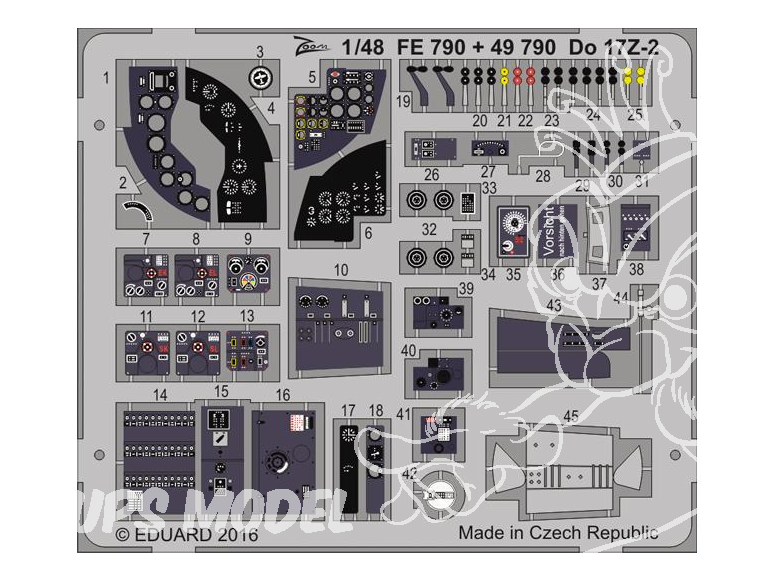 EDUARD photodecoupe avion 49790 Dornier Do 17Z-2 Icm 1/48