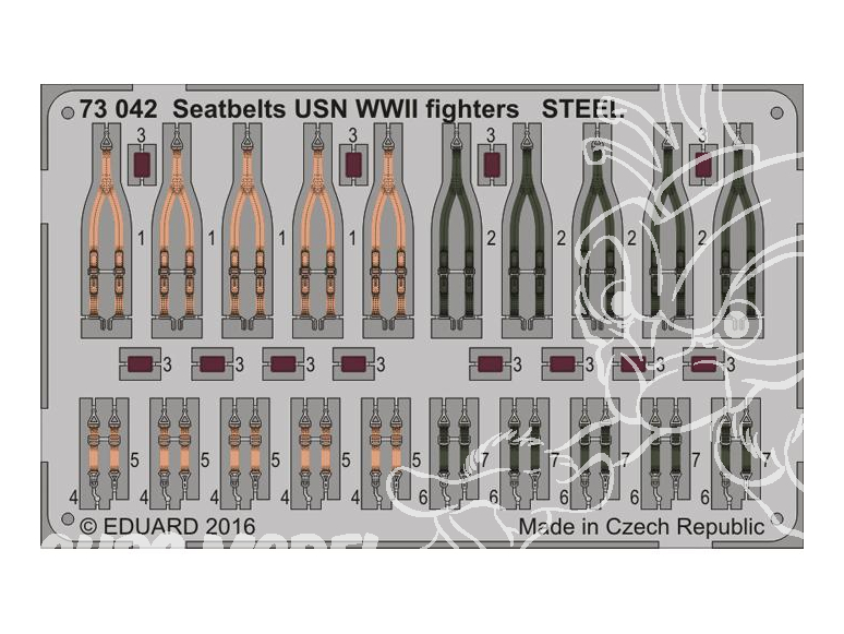 Eduard photodecoupe avion 73042 Harnais métal chasseurs Américains US Navy WWII USN 1/72