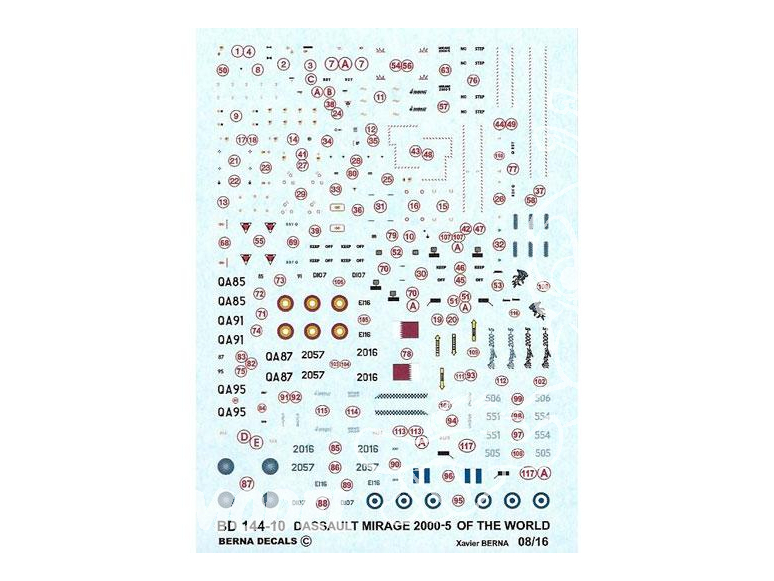 Decalques Berna decals BD144-10 Mirage 2000-5 of the World 1/144