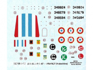 Decalques Berna decals BD144-12 Douglas C-47 Indochine 1/144