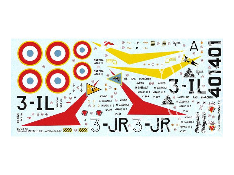 DECALQUES BERNA DECALS BD32-43 Dassault Mirage IIIE part 2 1/32