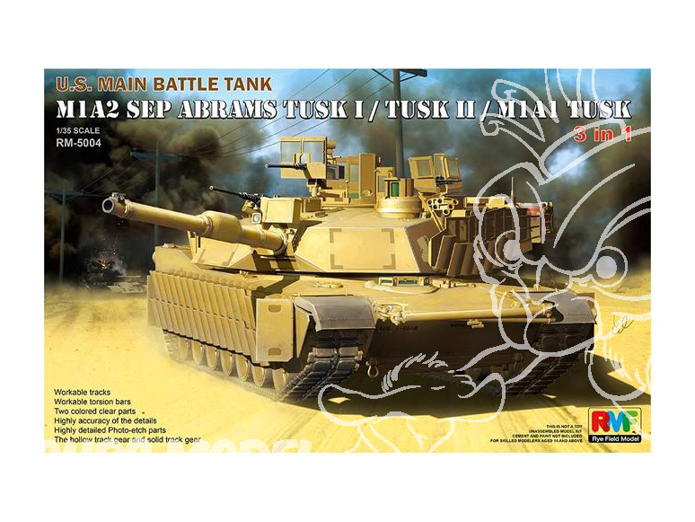 Rye Field Model maquette militaire 5004 M1A2 SEP Abrams Tusk I / Tusk II / M1A1 Tusk 1/35