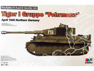 Rye Field Model maquette militaire 5005 Tigre I Groupe "Fehrmann" Avril 1945 Allemagne du Nord 1/35