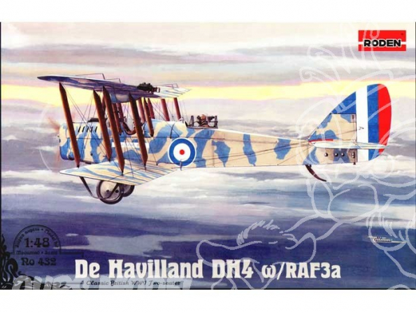 Roden maquettes avion 432 De HAVILLAND D.H.4 avec moteur RAF 3a 1/48