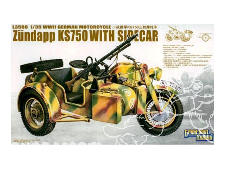 Great Wall Hobby maquette militaire L3508 Zundapp KS750 Sidecar 1/35