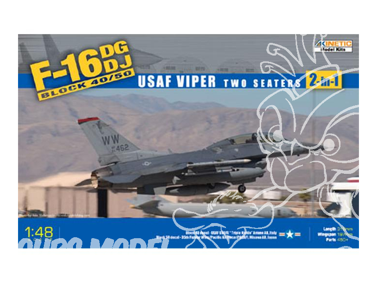 Kinetic maquette avion K48005 F-16 DG / DJ Block 40/50 USAF Viper 2 en 1 Bi-place 1/48