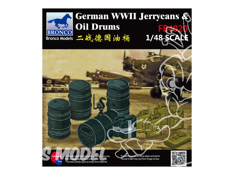 Bronco maquette accessoires avion FB 4020 Jerrycans et bidons Allemands WWII 1/48