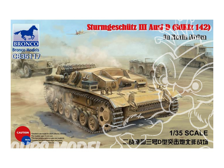 Bronco maquette militaire CB 35117 Sturmgeschutz III Ausf D (SdKfz 142) Afrique du Nord 1/35