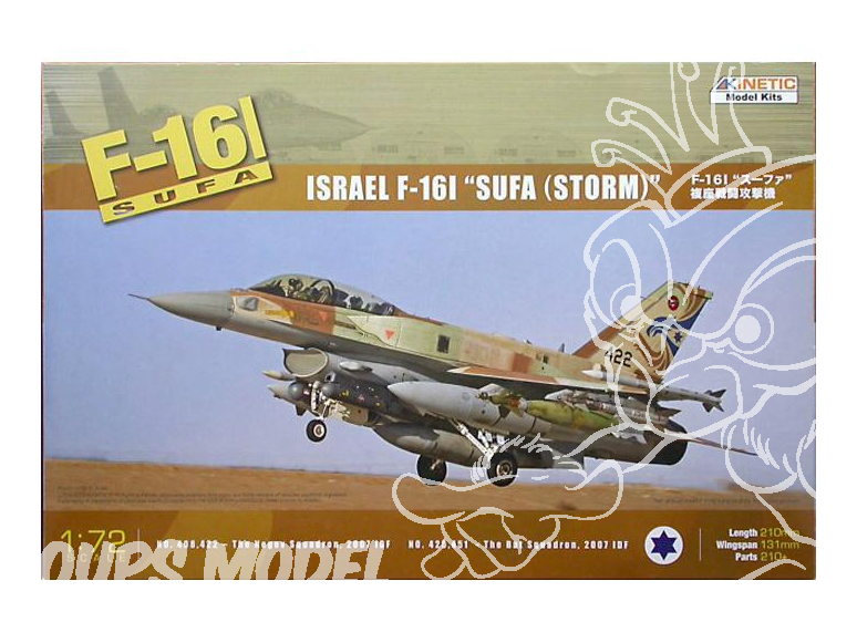 Kinetic maquette avion K72001 F-16I Israelien Sufa (Storm) 1/72