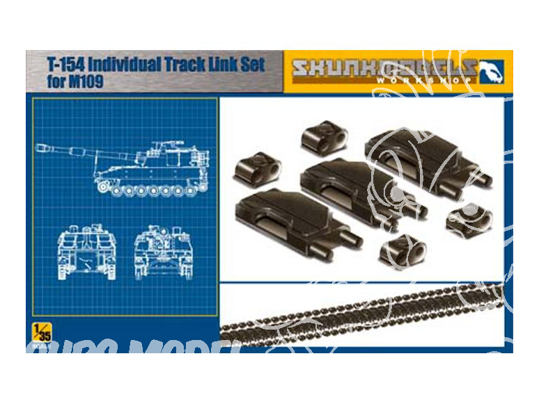 SKUNKMODEL kit amelioration militaire 35002 T-154 chenilles maillons par maillons pour M109A1-A6 1/35