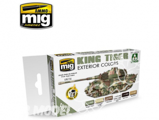 MIG set peinture maquette 7166 King Tiger Couleurs Exterieur 6 x 17ml
