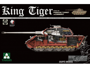 Takom maquette militaire 2046 King Tiger tourelle Porsche avec Zimmerit 1/35