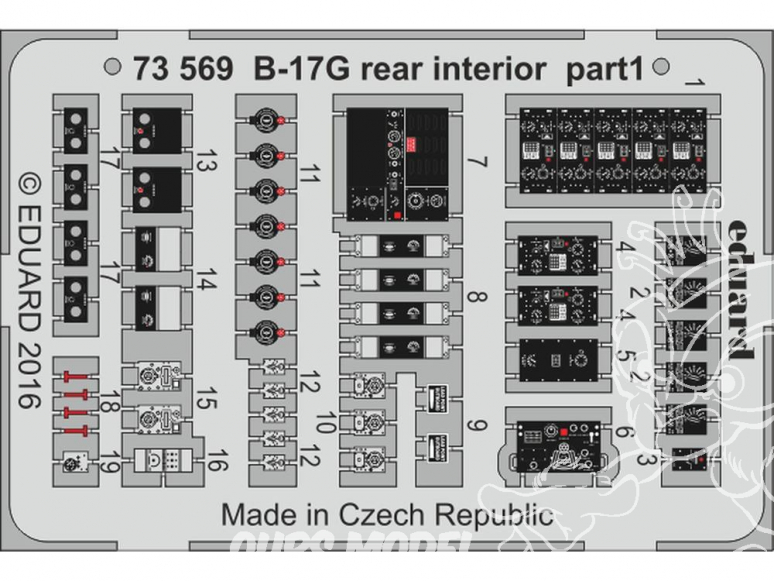 Eduard photodecoupe avion 73569 Interieur arriere B-17G Airfix 1/72