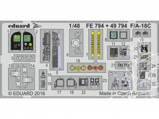 EDUARD photodecoupe avion FE794 Zoom Interieur F/A-18C Kinetic 1/48