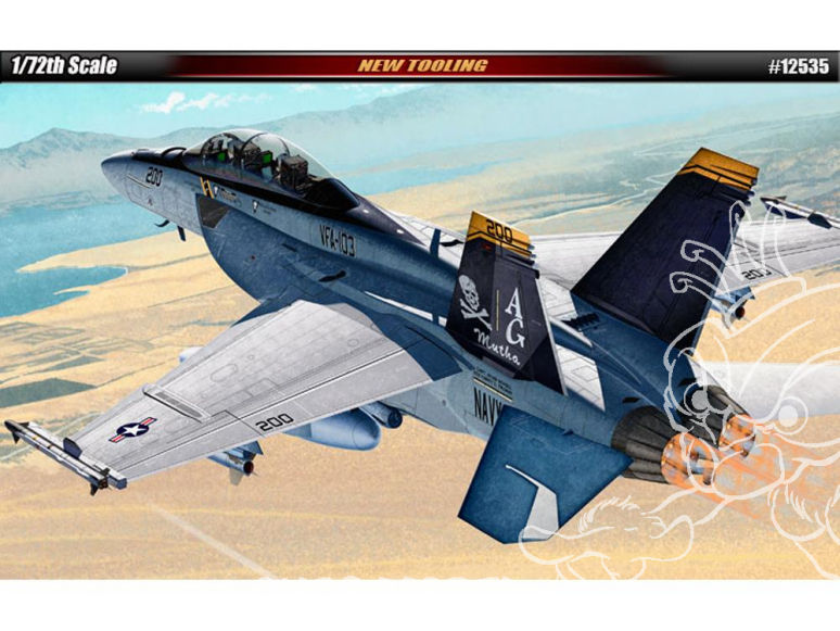 Academy maquette avion 12535 USN F/A-18F VFA-103 Jolly Rogers 1/72