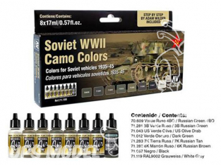 Vallejo Set Model Air 71188 Couleurs camouflage Sovietique WWII 8 x 17ml