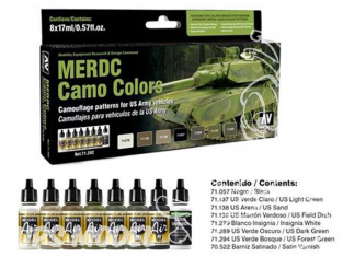 Vallejo Set Model Air 71202 Couleurs camouflage MERDC US Army 8 x 17ml