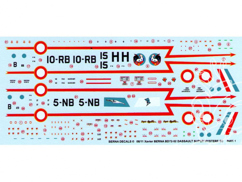 DECALQUES BERNA DECALS BD72-52 Dassault SMB2 part 1 1/72