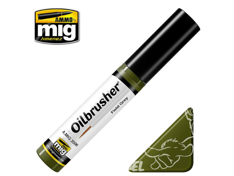 MIG Oilbrusher 3506 Vert champ Peinture a l'huile avec applicateur 