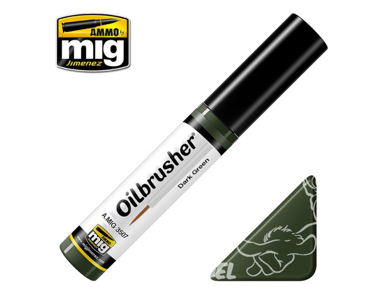 MIG Oilbrusher 3507 Vert foncé Peinture a l'huile avec applicateur 