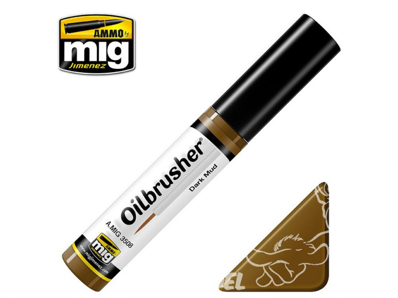 MIG Oilbrusher 3508 Boue foncée Peinture a l'huile avec applicateur 