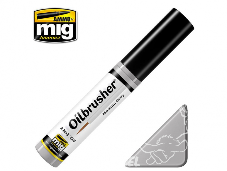 MIG Oilbrusher 3509 Gris moyen Peinture a l'huile avec applicateur 