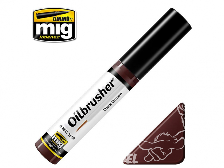 MIG Oilbrusher 3512 Marron foncé Peinture a l'huile avec applicateur 