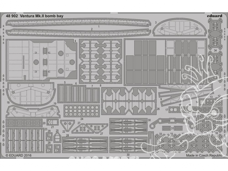 EDUARD photodecoupe avion 48902 Baies de bombes Lockheed Ventura Mk.II Revell 1/48